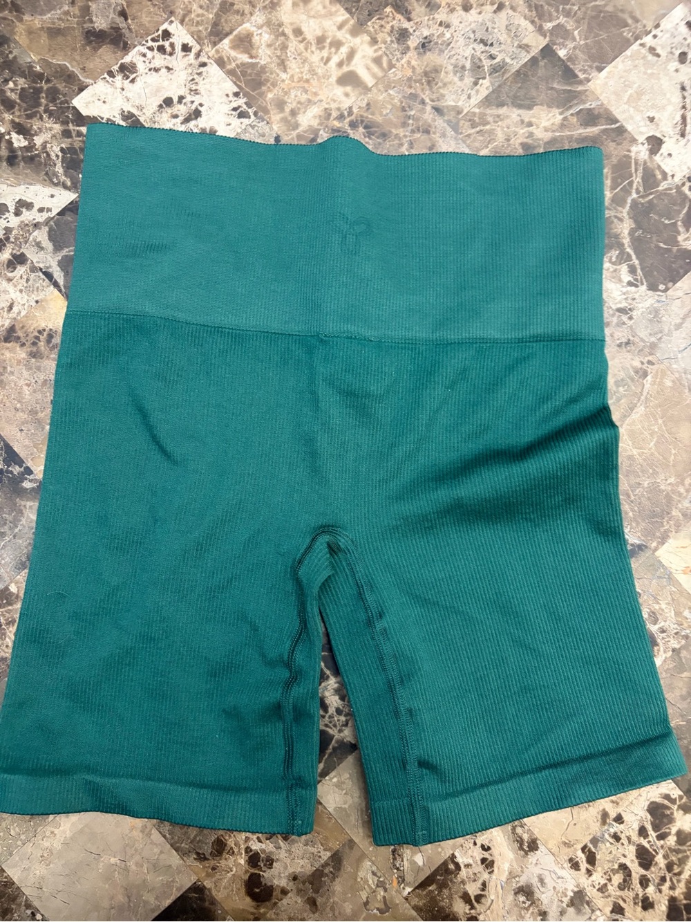 TNA Seamless High-Waist Ribbed Bike Shorts - Teal size small